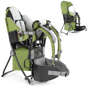 Besrey Baby Backpack Carrier, Toddler Hiking Backpack with Safety 3-Height Seat, Adjustable Straps&Waist Belt, Foldable Frame Lightweight Large Capacity Child Carrier for Hiking (Army Green)