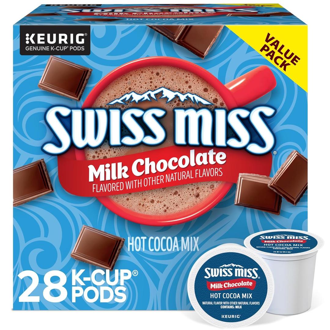 Swiss Miss Milk Chocolate Hot Cocoa Keurig Single-Serve K Cup Pods, 28 Count (EXP 04/05/26)