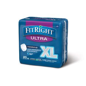 FitRight Ultra Adult Incontinence Underwear, Heavy Absorbency, X-Large, 56 - 68, 4 Packs of 20 (80 Total)
