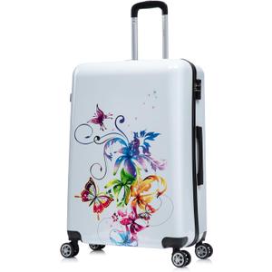 InUSA Fusion Print Luggage with Spinner Wheels | Durable Lightweight Hardside Suitcase | Travel Bag with Handle and Trolley | 28-Inch Large Checked luggage