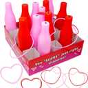 Valentine Bottle Ring Toss Game for Kids Party Activity, Indoor/Outdoor Backyard Yard Carnival Game, Classroom Valentine's Party Games for Kids and Adults Party Supplies by 4E's Novelty, Red, Pink