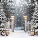 Christmas Winter Photography Backdrop for Kids Winter Wonderland Snow Forest Background Decor, 82.7"x59" Xmas Photo Backdrop Forest Scene Holiday Party Banner Portrait Photo Booth Props