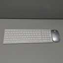 Wireless Keyboard and Mouse Combo, Compact Quiet Wireless Keyboard and Mouse Set 2.4G Ultra-Thin Sleek Design for Windows, Computer, Desktop, PC, Notebook, Laptop-Silver White