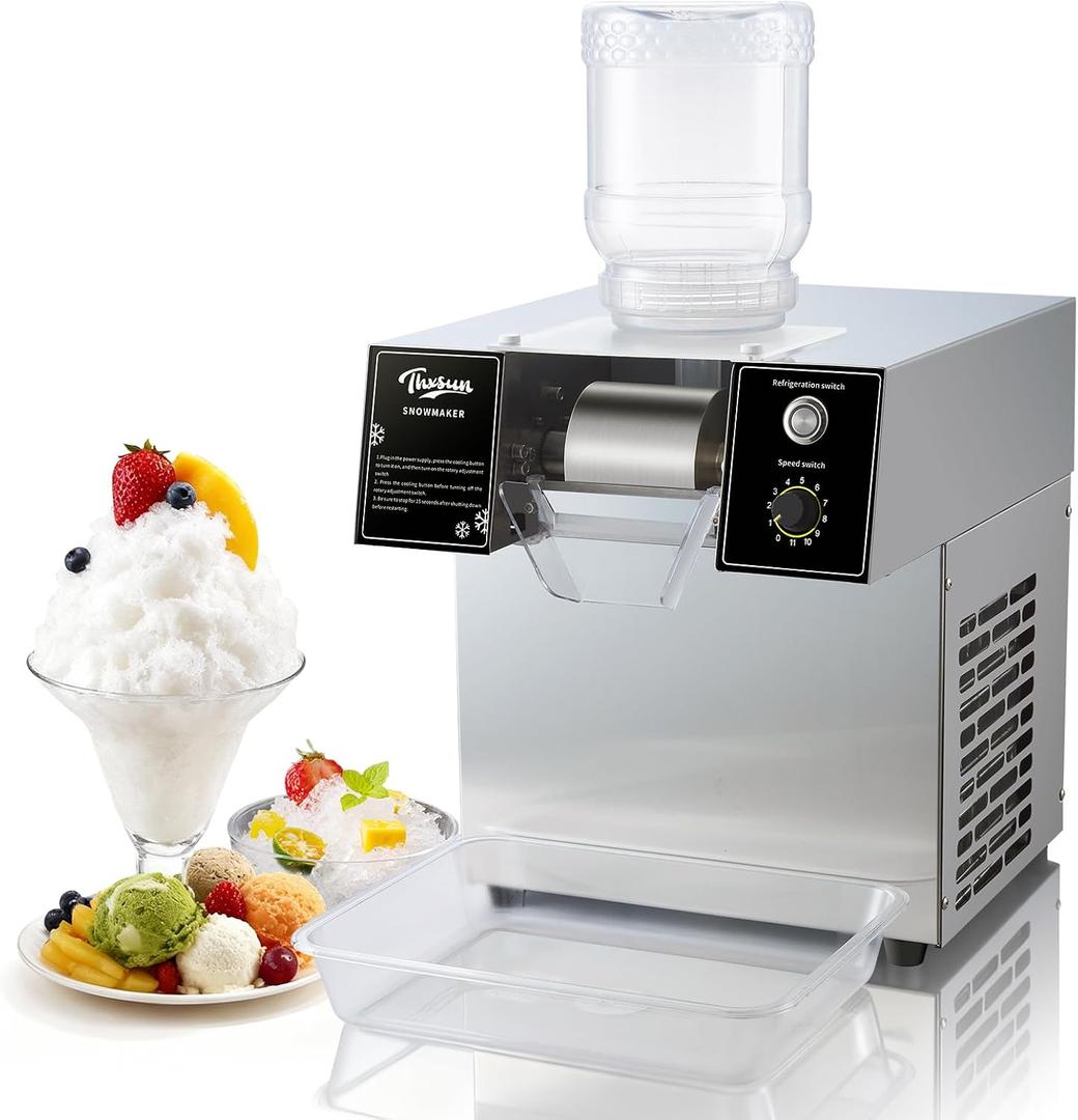 Snowflake Ice Machine, THXSUN 360W Commercial Shaved Ice Maker, 140lbs/24H Rapid Cooling Snowflake Ice Machine, Food-Grade Stainless Steel Snow Ice Maker for Restaurant, Caf, Bar, Party