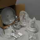 TLY 3 Pcs Silver Cake Stand Set,Round Cake Stand with Crystal Bling Pendants & Mirrored Base,Elegant Silver Dessert Table Display for Weddings Birthdays Parties