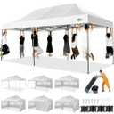 COBIZI 10x20 Heavy Duty Pop up Canopy Tent with 6 sidewalls Easy Up Commercial Outdoor Wedding Party Tents for Parties All Season Wind & Waterproof Gazebo Roller Bag, White(Frame Thickened)