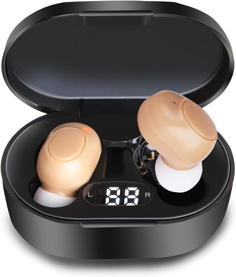 Hearing Aids, Miniature Hearing Amplifiers for Adults with Noise Cancelling, Rechargeable Hearing Aids for Seniors with Crystal Clear Sound