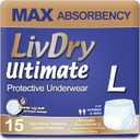 LivDry Large Ultimate Adult Incontinence Underwear, Max Absorbent Adult Diapers with Leak Protection, L - 60 packs