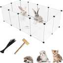 kathson Plastic Small Pet Playpen,Portable Bunny Pen,13.8" X 13.8" Rabbit Cage DIY Metal Enclosure Yard Outdoor & Indoor Fence for Cat Guinea Pig Hedgehogs Kitten Rat(12 Panels)
