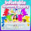Bedwina 24" Inflatable Gummy Bears (Pack of 6) Huge Blow Up Pool Toys, Fun Photo Booth Props and Big Gummy Bear Decorations for Kids Birthday Parties and Themed Candy Land Party Decor Supplies