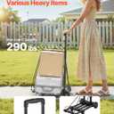 VEVOR Folding Hand Truck, 290 lbs Load Capacity, Collapsible Luggage Cart with 4 Wheels, 2 Elastic Ropes & Expandable Base, Utility Dolly Platform Cart for Airport Travel Luggage Office Moving, Black