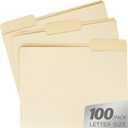 100PC Manila File Folder 1/3 Cut Tab Letter Size,Great for Organizing and Easy File Storage,Per Box