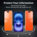 3 x 2 Pack for iPhone 16 Privacy Screen Protector Tempered Glass 6.1 inch Private Protective Film Anti-Blue Light Anti Spy No Bubble Simple Assembly Gradient Red Orange