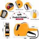 KPX Pricing Tag Gun, 8 Digits, 5150 White Labels, Yellow (Rectangular, Paper, 21*12 mm), One Touch Open System, Incl 3 Inker Rollers