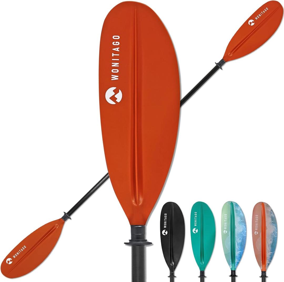 Kayak Paddles with Fiberglass Shaft and Reinforced PP Blade, Floating Adjustable Kayaking Oars, 3 Piece, 220-240 cm/86-94 Inches, 240-260 cm/94-102 Inches (Orange)