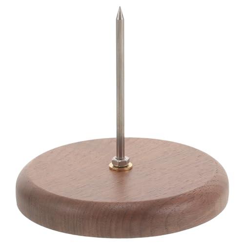 VILLCASE Receipt Holder Spike, Paper Spike Bill Fork Straight Rod with Wood Base, Desk Ticket Spike Paper Memo Holder Receipts Check Spindle Spike Stick for Restaurant Office, 9.00X9.00X9.00CM, Brown