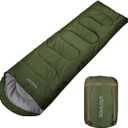 3-4 Season Sleeping Bag for Adults & Kids, Lightweight Warm Cold Weather Camping Bag with Waterproof Compression Sack  Portable for Hiking, Backpacking, Traveling & Outdoor Adventures (Army Green)