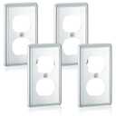 Copkim 4 Pcs Metal Receptacle Electrical Box Cover, 4x2 Inch Rectangle Exposed Outlet Junction Cover for Electrical Box(1 Duplex)