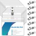 Name Tag Holder with Metal Clips, 100 Set Clear PVC Horizontal ID Badge Holders with Waterproof ID Card Clips