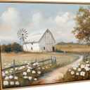 Framed Barn Canvas Wall Art Farmhouse Rustic Decor Pictures Farm Windmill Countryside Nature Field Meadow Flower Posters Prints for Home Decoration Bathroom Bedroom Living Room Decoration, Size: 16"L x 12"W