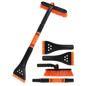 34" Extendable Ice Scrapers for Car Windshield 2-in-1 Snow Brush for Car Snow Scraper for Car Snow Scraper and Drush with Ergonomic Foam Grip for Cars, Trucks, SUVs with 360 Pivoting Brush Head Blue (Orange NEW)