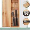 Amcortn Knife Lock Box - Kitchen Knife Storage Box, Kids Safe In Drawer Knife Block, Wooden Sharp Knives Holder & Organizer, Multi Purpose Lock Box, Knife Storage Alternative (Knives Not Included)