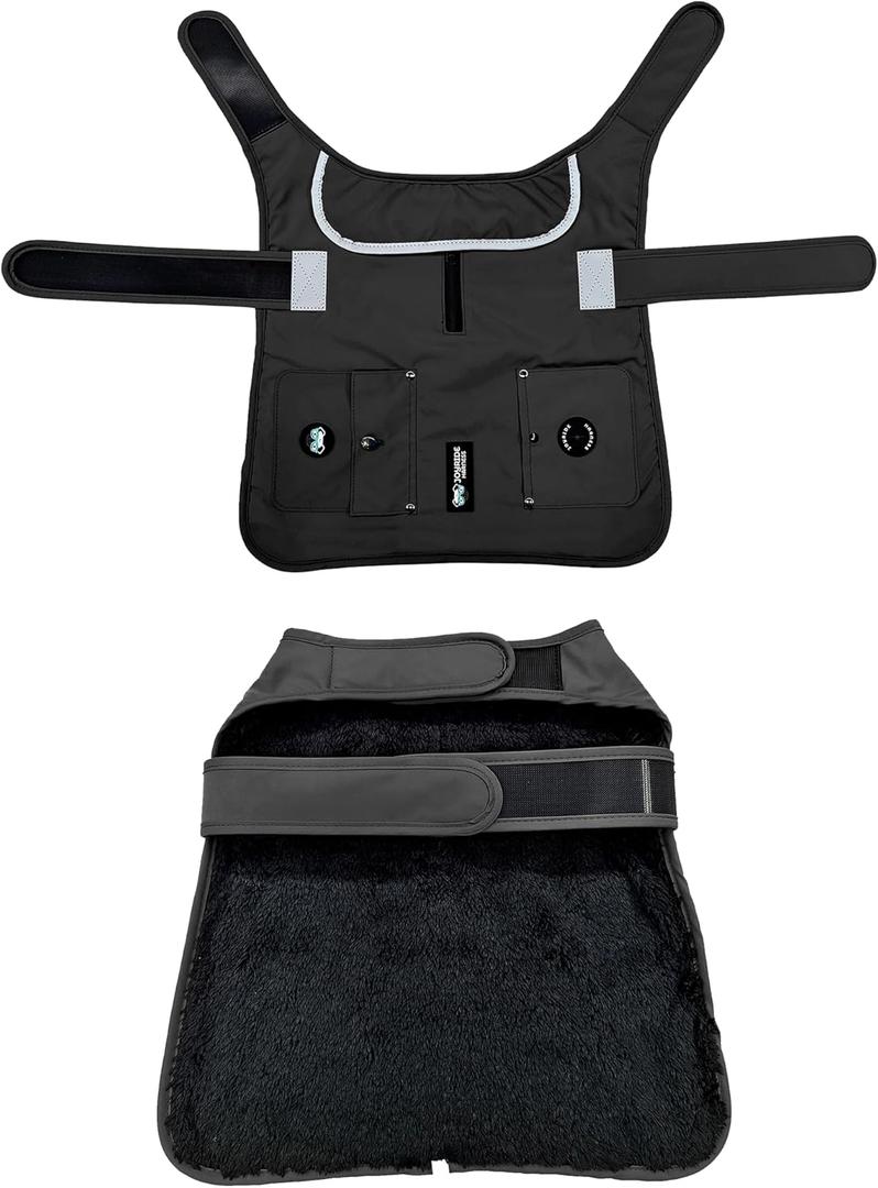 Joyride Harness FrostFlex Dog Winter Jacket - Fleece Lined & Water-Resistant - Snowsuit with Pockets for Treats & Poop Bags - Durable Cold Weather Dog Coat - Black Onyx-M