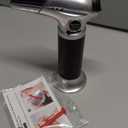 Sondiko Creme Brulee Torch, Butane Torch Lighter, Refillable Blow Torch with Adjustable Flame, Safety Lock for Soldering, Kitchen, Welding, Butane Gas Not Included (901-silver & Black)