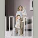 DEARBB Extra Wide Baby Gate Ultra Narrow Spacing 30.11-77.36" Pressure Mounted Double Lock Swing Auto Close Walk Through Metal Safety Pet Gate for Stairs and House Doorway Kitchen (34.05"-45.86", White)