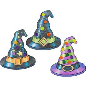 Color Your Own Button Witch Hat Kits, Makes 12