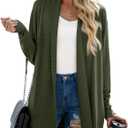 GRECERELLE Women's Long Sleeve Open Front Lightweight Casual Business Dressy Cardigan Sweater Fall Winter (Green, L)