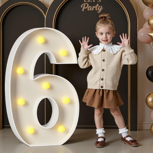 3FT Marquee Numbers, Light Up Numbers 6 for 6th 16th 36th Birthday Decorations, Big Numbers for Party Decorations, Large Light Up Numbers for Party Decor DIY Pre-Cut Foamboad Mosaic Numbers