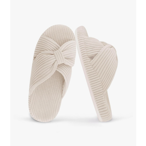 Women's Orthopedic Arch Support Open Toe House Slippers for Plantar Fasciitis Ladies Cozy Memory Foam Bedroom Gift Slippers Fluffy Corduroy Bow Crossband Slide
