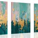 3pcs Framed modern Abstract Pictures Wall Art Modern Green & Pink with Gold Accents Canvas Prints Posters Neutral Minimalist Art paintings Wall Decor for Living Room Bedroom Office Home (12x16, Colored gold foil)