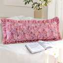 14x36 Inch Cotton Block Print Ruffle Sham Cover,Handmade Boho Floral Block Print Pillowcase,Ruffle Trim,Soft Decorative Cushion Case for Bedroom,Farmhouse&Cottagecore Bedding