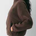 Fleece Jackets Women Causal Long Sleeve Sherpa Jacket Warm Ziper Fuzzy Coat Sweatshirts Trendy with Pockets (Brown, M)