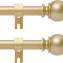 Gold Curtain Rod for Windows 48 to 84 or 88 Inch, 2 Pack 5/8 Inch Diameter Adjustable Curtain Rods With Brackets, Heavy Duty Easy to InstallSuitable for Bedrooms and Outdoor
