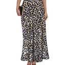 Women's Satin Maxi Skirt High Waisted Elastic Waistband Silk A-Line Casual Party Leopard Print Long Skirts for Women (Leopard Khaki, Medium)