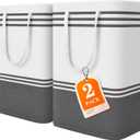 2 Pack Large Laundry Baskets, Laundry Hampers, Freestanding Waterproof Collapsible Clothes Bags with Reinforced Handles - Foldable Dirty Clothes Basket for Dorm, Bathroom, Room (Grey/75L)