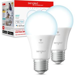 Sengled Smart Light Bulbs, 100W Equivalent WiFi Light Bulb, 1500LM High Brightness Smart Bulbs That Work with Alexa Google, Dimmable A19 Daylight 5000K Alexa Light Bulb, CRI>90, No Hub Required, 2Pack
