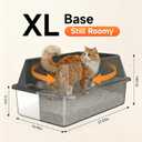 Stainless Steel Litter Box with High Sides, XL High Sided Cat Litter Pan, Open Top Extra Large Metal Cat Litter Box, Non-Stick, Odor Free, Leakproof, Scoop Included, Gray