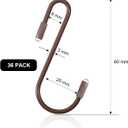 Hotop 36 Pcs Bronze S Hooks for Hanging 2.4 Inch Heavy Duty S Shaped Hook Rack Metal Non Slip Hanger for Christmas Tree Stocking Kitchen Pot Utensils Closet Wire Bathroom Bedroom Pan Bag Towel Plant