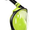 Greatever G2 Full Face Snorkel Mask with Latest Dry Top System,Foldable 180 Degree Panoramic View Snorkeling Mask with Camera Mount,Safe Breathing,Anti-Leak&Anti-Fog (Small/Medium, Yellow Green)