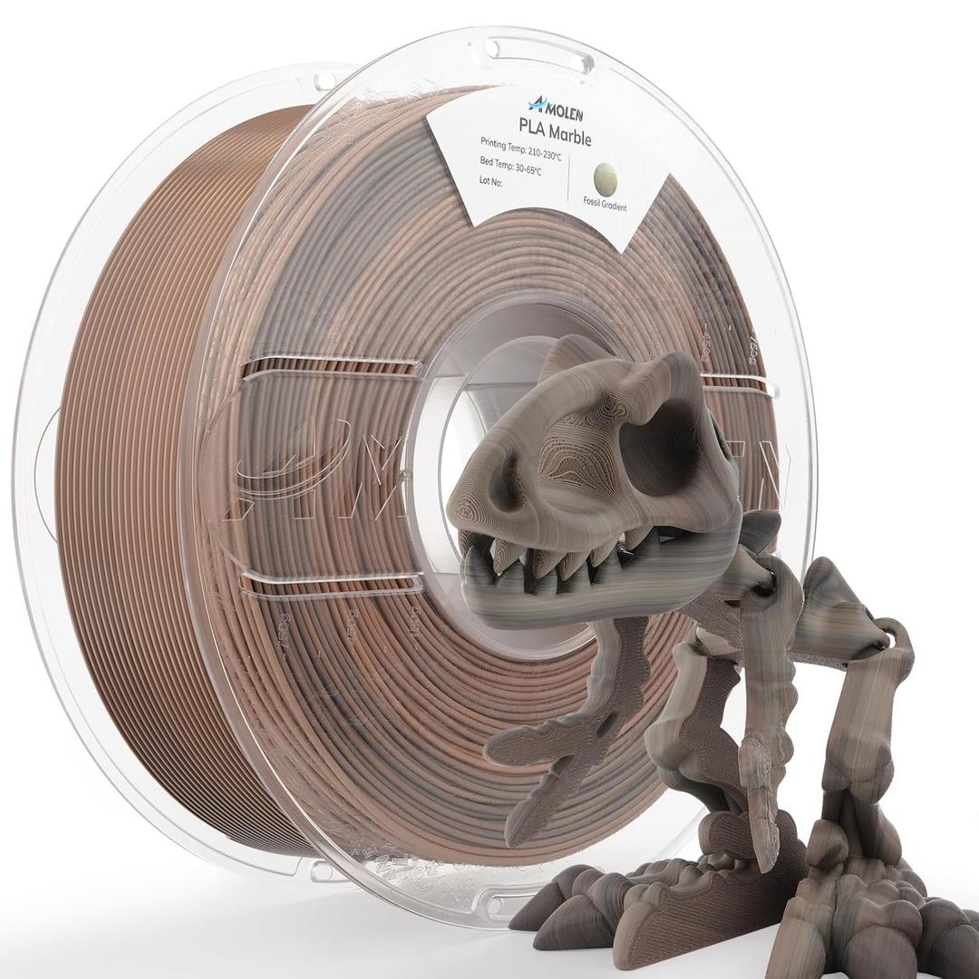 AMOLEN PLA Filament Fossil Gradient Stone PLA 3D Printer Filament 1.75MM Dimensional Accuracy / 0.02mm1kg(2.2lbs) Matte Finish Printing Spool