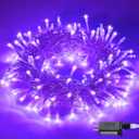 JMEXSUSS Connectable 100 LED Purple Christmas Lights Indoor, 8 Modes Plug in Purple String Lights Clear Wire, 33ft Christmas Tree Light Outdoor for Xmas Tree, Garden, Bedroom