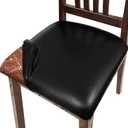 Pu Leather Dining Chair Seat Covers Set of 4, Waterproof Dining Seat Covers Stretch Chair Covers for Dining Chairs/Kitchen Room/Hotel, Odorless Seat Covers for Kitchen Chairs (Black - 4 PCS)