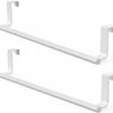 Over-Cabinet Door Towel Rack, 14-inch Extra-Long Stainless Steel Bar for Kitchen & Bathroom Cabinets (NOT for Room Doors), Fits Cabinet/Wardrobe Doors up to 0.8", 2 Pack, White
