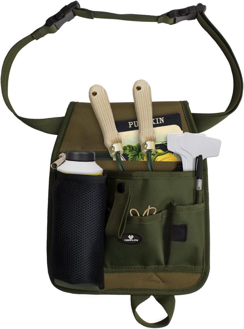 Handy Organizer Garden Tool Pouch  Unisex Utility Belt Apron for Gardening Gifts, Plumbing, Florists, Woodwork, DIY  with Multiple Pockets for Hand Tools & Adjustable Waist Belt Case4Life