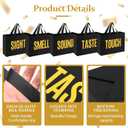 Epoesch 5 Senses Gift Bags for Him With Labels And Tissue Paper,12.6"X8.7"X4" Sight Smell Touch Taste Sound Black Medium Size Gift Bag for Men, Birthday, Anniversary, Wedding, Valentine'S Day