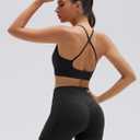 SUUKSESS Womens Workout Set Crew Neck Strappy Sports Bra Tank High Waist Tummy Control Bike Short Outfit (Black, S)
